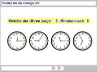 Aufgabenbild Modul Umgang mit der Uhr: Uhrzeit finden